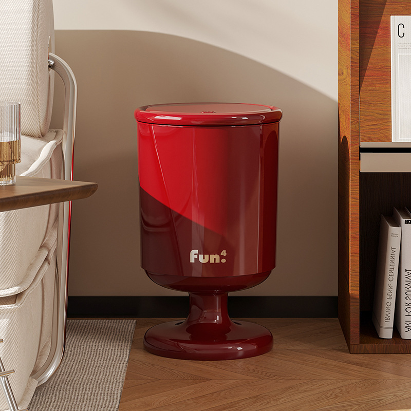 Vintage trash can, light luxury high-end, press-lid storage bin, 2026 new model, home use, living room, high-legged creative wastebasket Vintage trash can, light luxury high-end, press-lid storage bin, 2026 new model, home use, living room, high-legged creative wastebasket