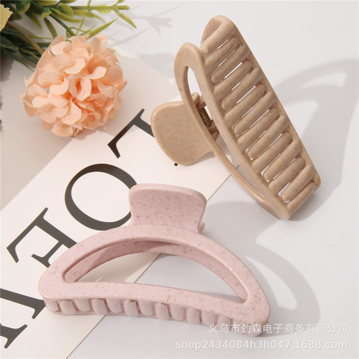 Venta caliente transfronteriza paja de trigo Morandi grab clip arco hueco cabeza de tiburón clip material degradable horquilla