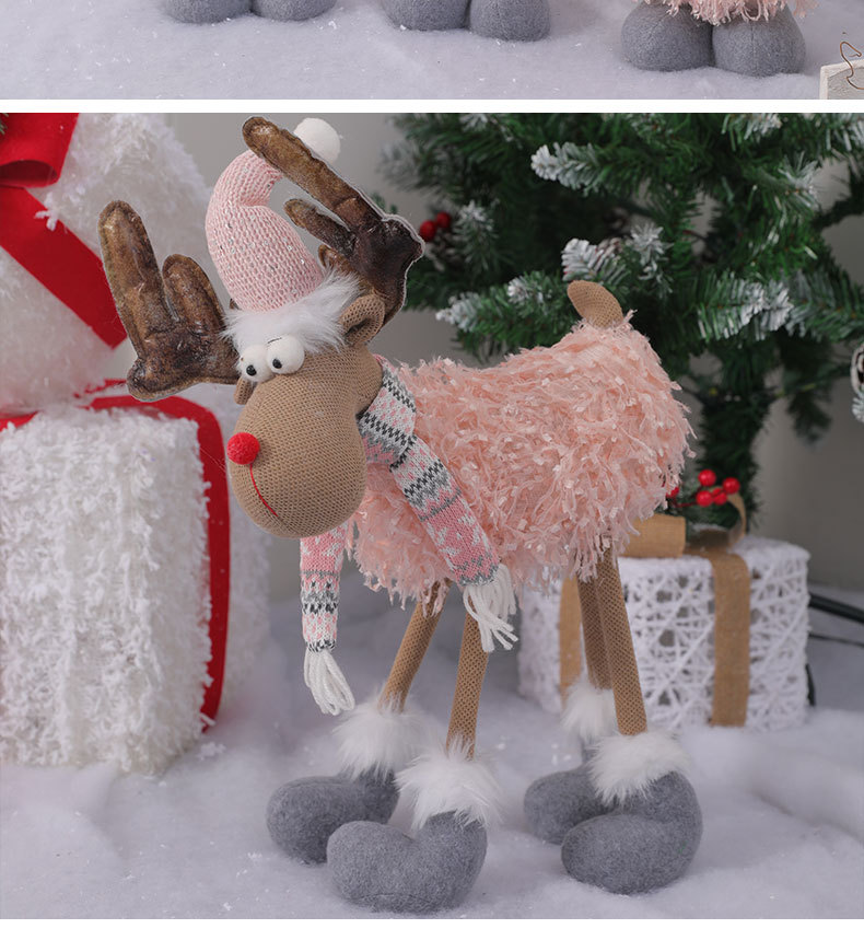 Pink Christmas Decorations Set - Fabric Santa Claus, Snowman, Reindeer Dolls For Tree, Window Display & Home Decor_voghion.com