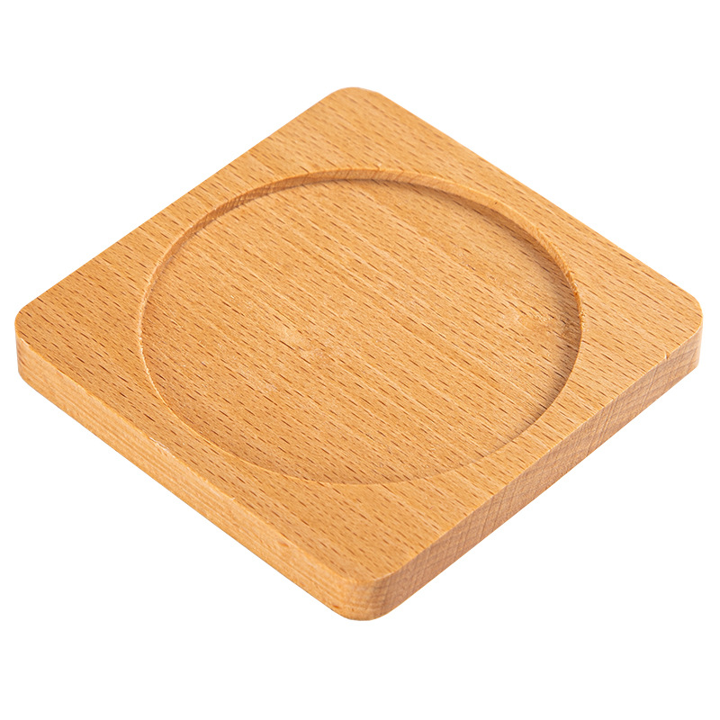 Origen Factory posavasos de té de madera maciza posavasos de café de haya tapetes de aislamiento térmico Cojín de madera de restaurante occidental redondo cuadrado