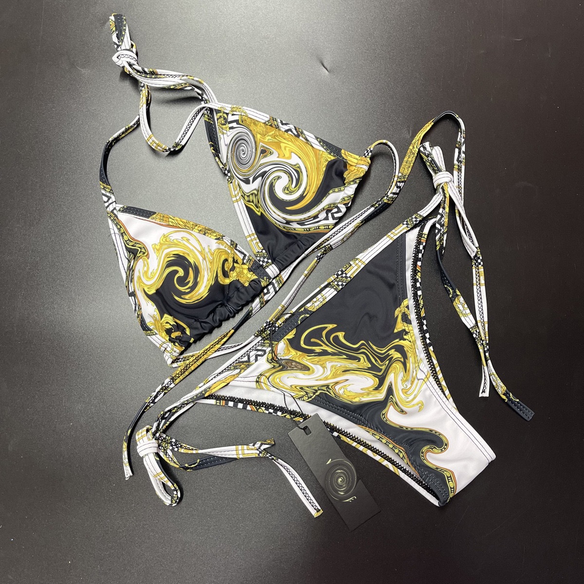 2025 Foreign Trade Bikini Amazon Split Aliexpress European and American Swimsuit Three-Piece Printed High-Waist Fashion Swimsuit