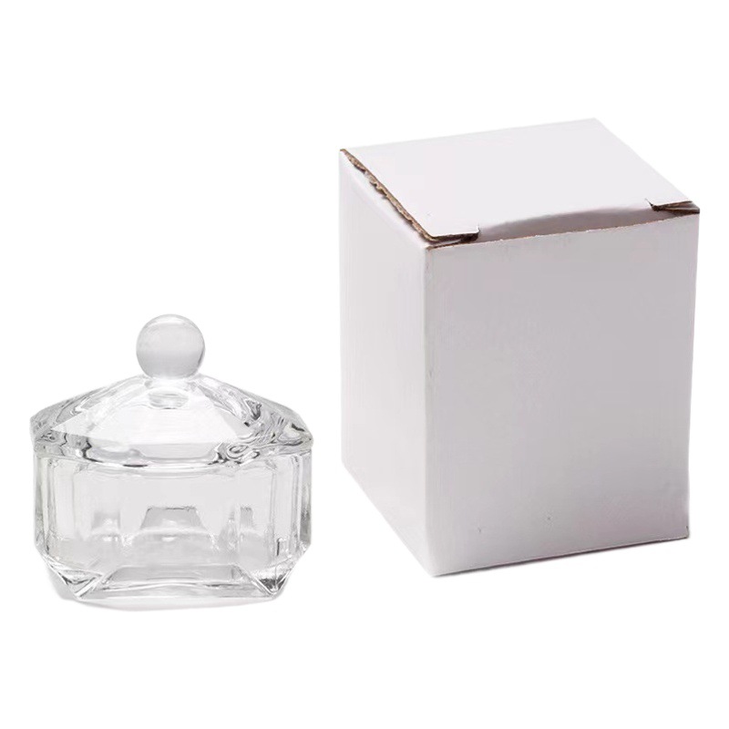 Arte de uñas transfronterizo Copa de cristal con tapa forma especial taza de cristal Cristal líquido arte de uñas taza octogonal