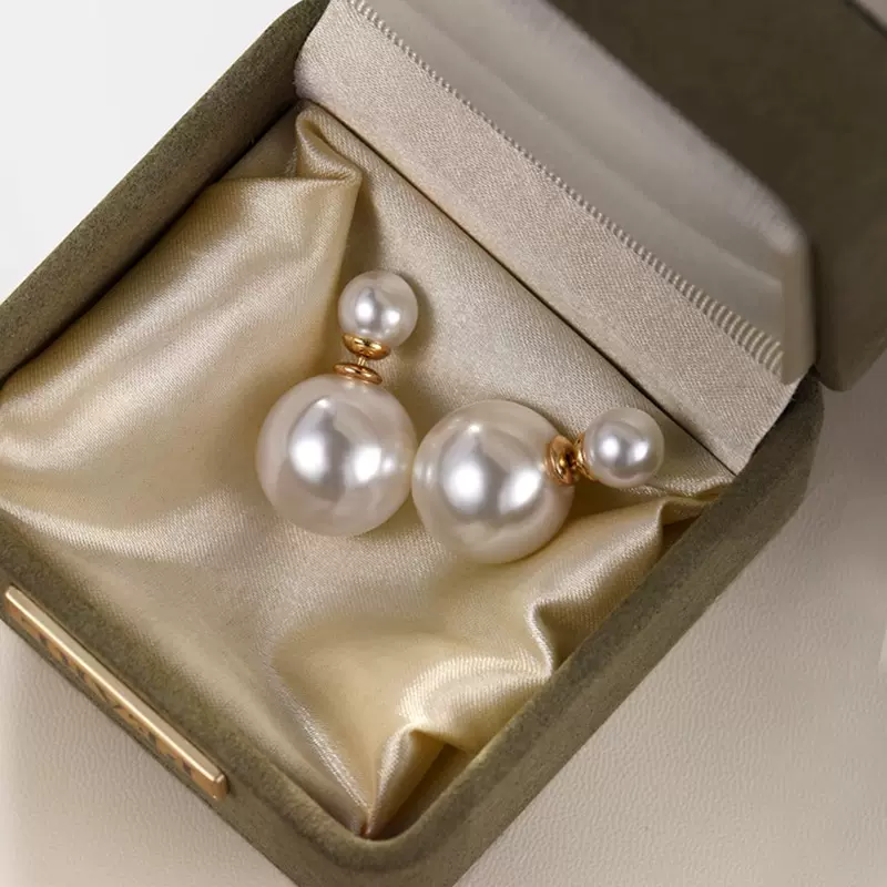 S925纯银针前后两戴珍珠耳环女2025爆款秋冬轻奢高级感耳饰品批发