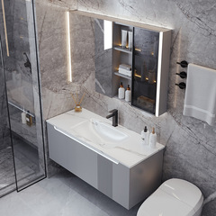 熠達工廠直銷熱彎岩板一體盆衛生間衛浴櫃洗漱洗臉洗手盆浴室櫃