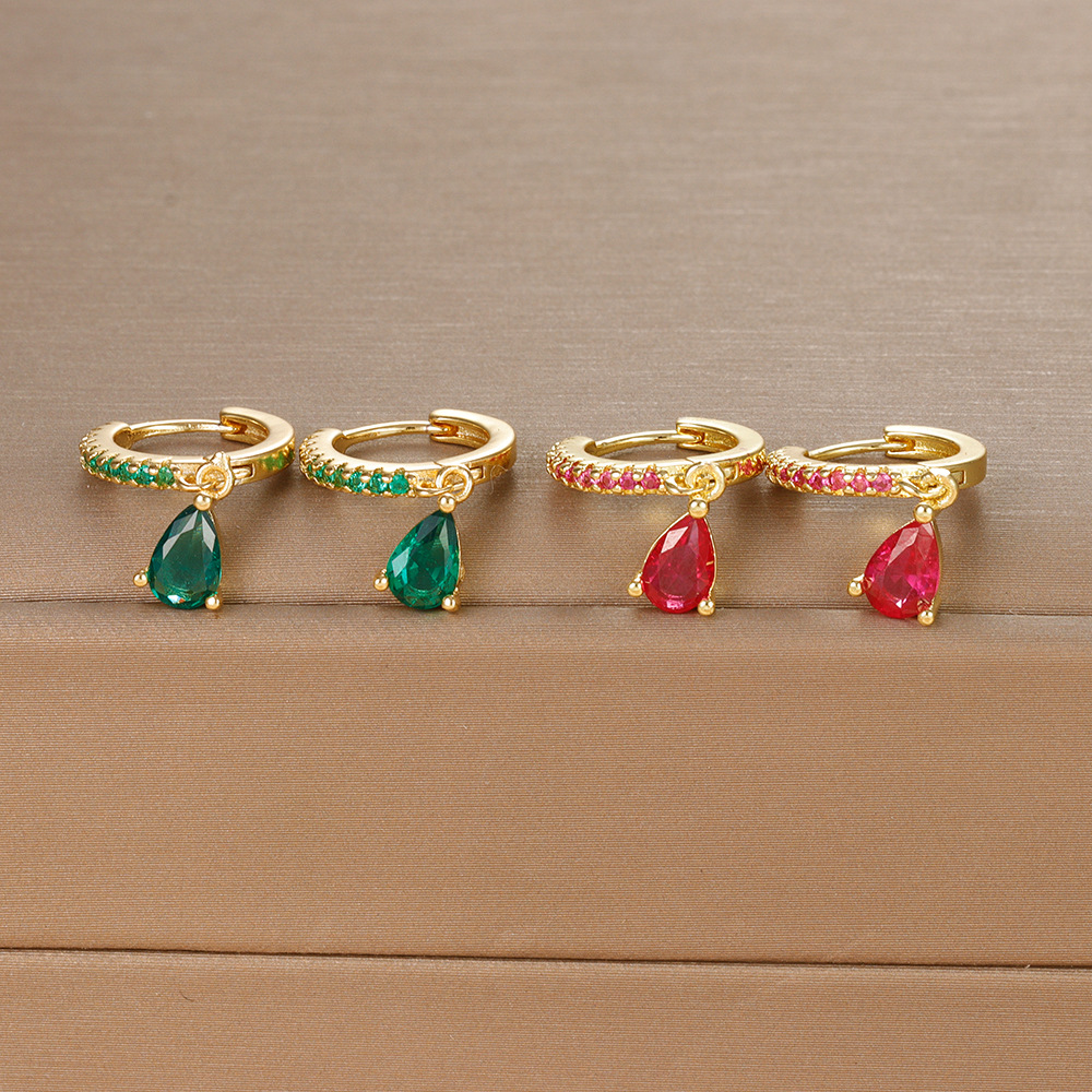 8g Weight 925 Sterling Silver Ear Needle Material Zircon Inlay Material Drop Earrings Classification 1 Pair Quantity Daily, Street Occasion Copper Material Water Droplets Pattern Women's Gender Plating, Inlay Design IG Style, Shiny Style 1 Pair IG Style Shiny Water Droplets Plating Inlay Copper Zircon Drop Earrings 1