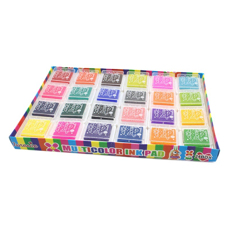 3x3 см детский Палец живопись цветной штамп Pad Костюм 24 цвета DIY палец живопись пигмент штамп Pad