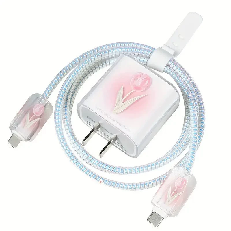Apple, защитный чехол, фуксиевый зарядник, 20W