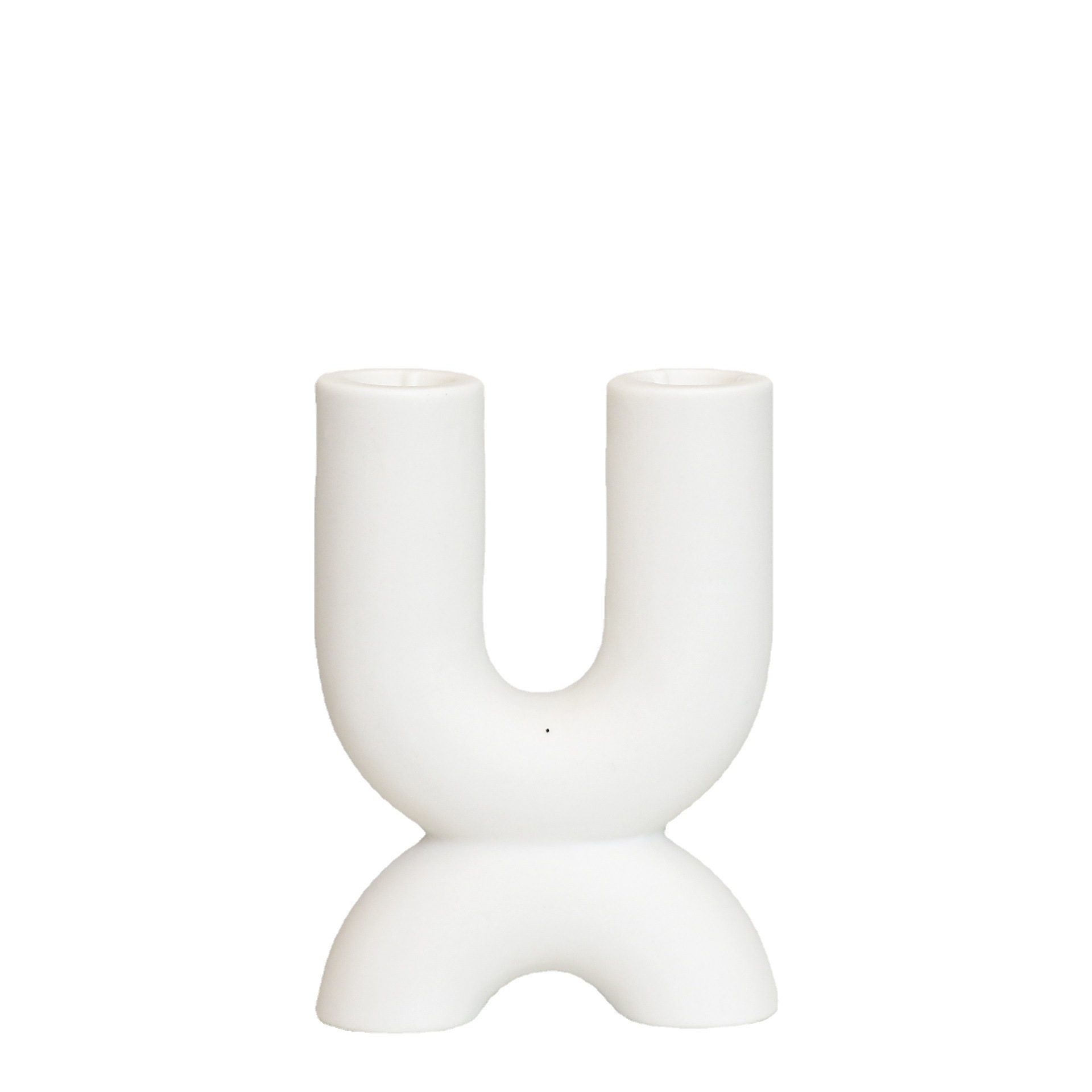 Varilla de estilo europeo Candelabro de cerámica de doble cabeza decoración del hogar decoración del hotel mesa de comedor titular de la vela artesanía creativa