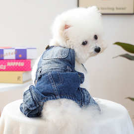 宠物衣服秋冬新款小型犬幼犬快乐狗猫保暖舒适霹雳牛仔背带裤