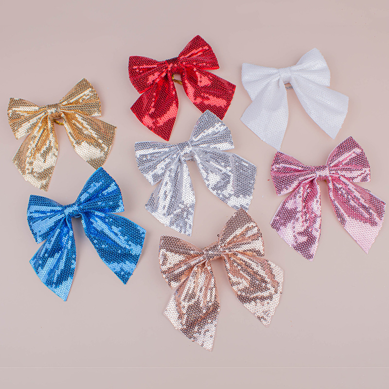 Tejido personalizado sequinilla decoración navideña arco ventana fiesta atmósfera hornear accesorios de embalaje de regalos accesorios