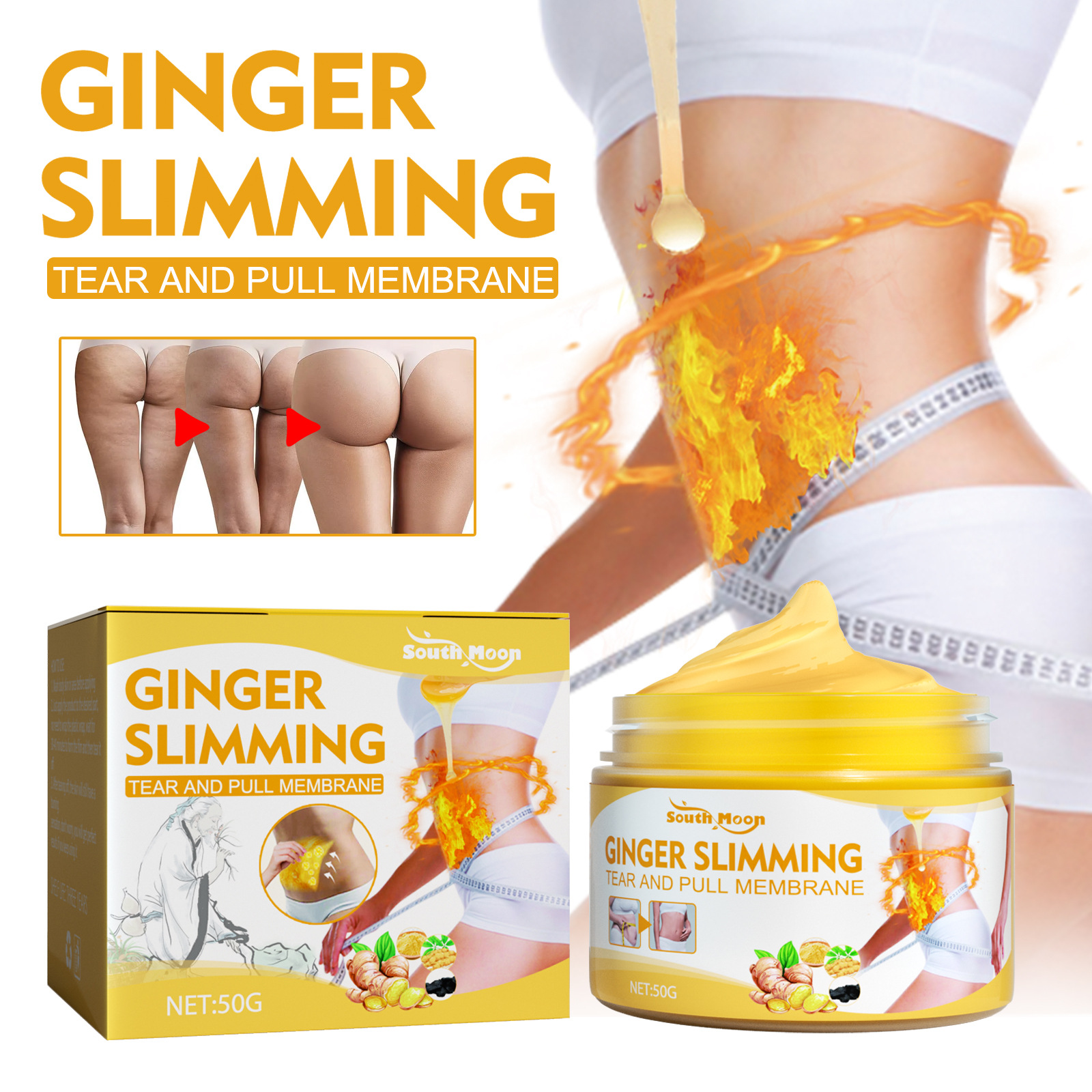South Moon B Ginger Therapy Fever Mask Pulls Tightens Abdominal Tightness, Double Chins, Big Belly, and_voghion.com