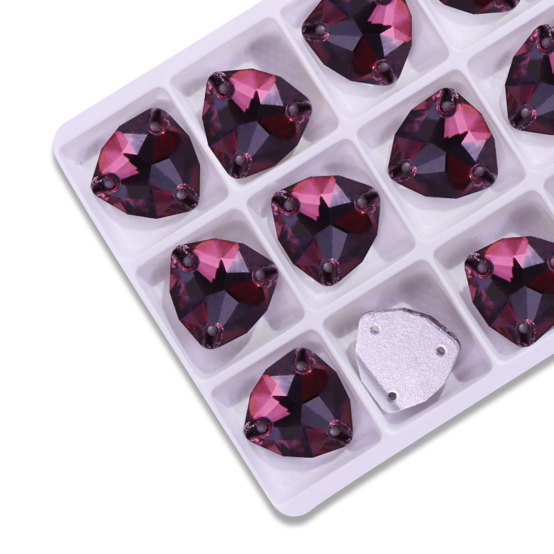 Triángulo gordo plano taladro de costura de mano triángulo gordo de vidrio de botón plano accesorios joyería DIY accesorios de ropa taladro