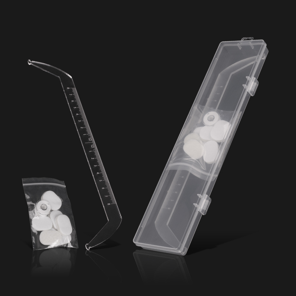 Cross-Border Acrylic Transparent Level Ruler Set Box Pattern Embroidery Positioning Line Drawing Auxiliary Balance Symmetry Eyebrow Ruler with Ink Line Measurement
