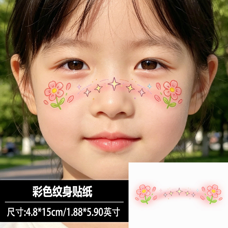 Pink Flowers, Kidsren's Makeup, Face Stickers, Tattoo Stickers, Cute Creative Facial Stickers, Stars, Petals, Festive Atmosphere Pink Flowers, Kidsren's Makeup, Face Stickers, Tattoo Stickers, Cute Creative Facial Stickers, Stars, Petals, Festive Atmosphere