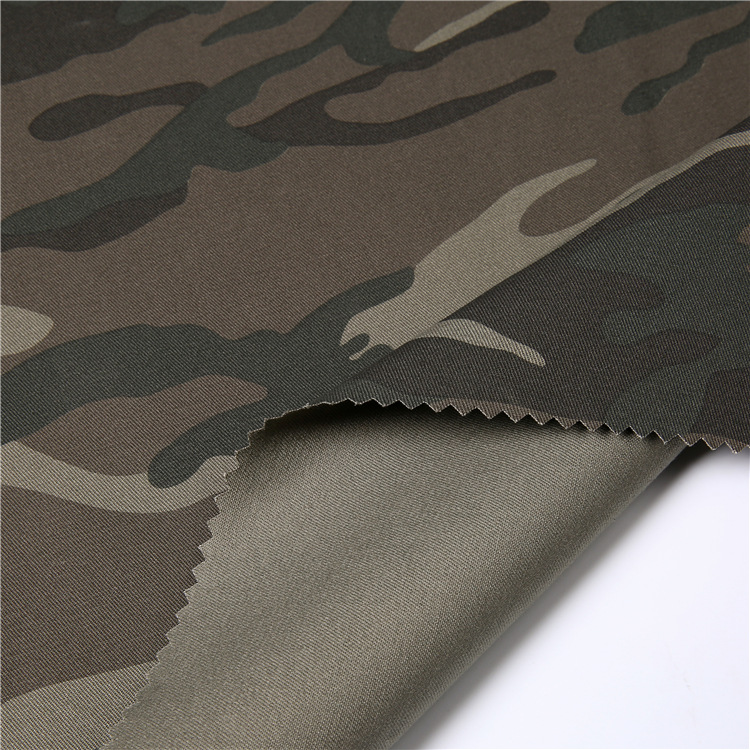 Al por mayor tela de algodón tejido de ropa estirable tela de doble cara tela de impresión de camuflaje