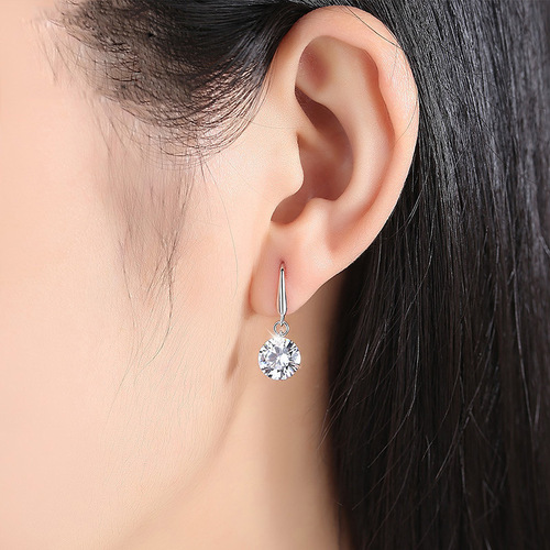 AAA zircon loose diamonds, elegant female personalized ear hooks, Korean style fashionable long earrings, cute princess earrings