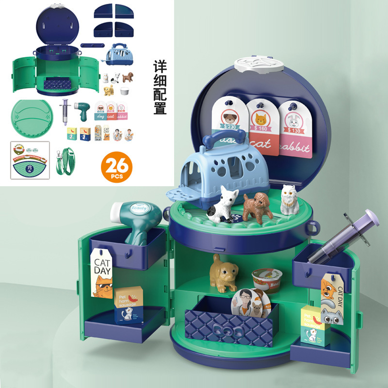 Transfronterizo de simulación infantil postre supermercado cocina vajilla niña vestidor Casa de juego portátil cubo bolsa de juguete para mascotas