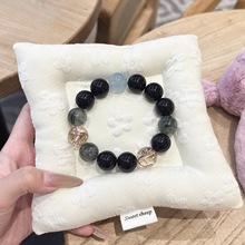 【深海】黑耀石 茶晶蓝耀闪灵银耀石天然水晶设计款手串 水晶手串