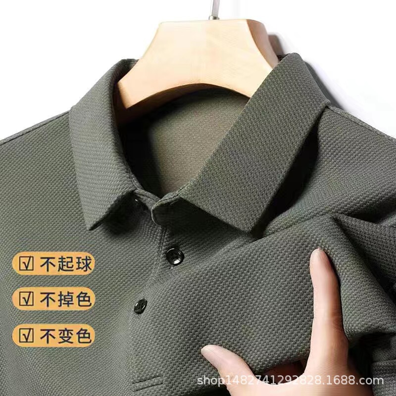 Spring New Cotton T-shirt Men's Long-sleeved T-shirt Autumn Lap Loose plus size Casual Polo Shirt Dad T