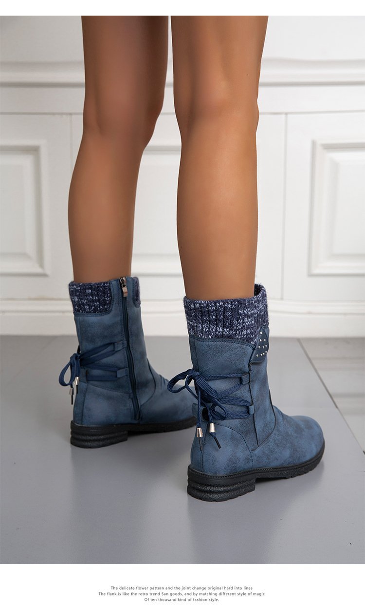 Large Size Short Boots Women Fashion Explosion Outer Boots Women Solid Color Low Heel Short Boots_voghion.com