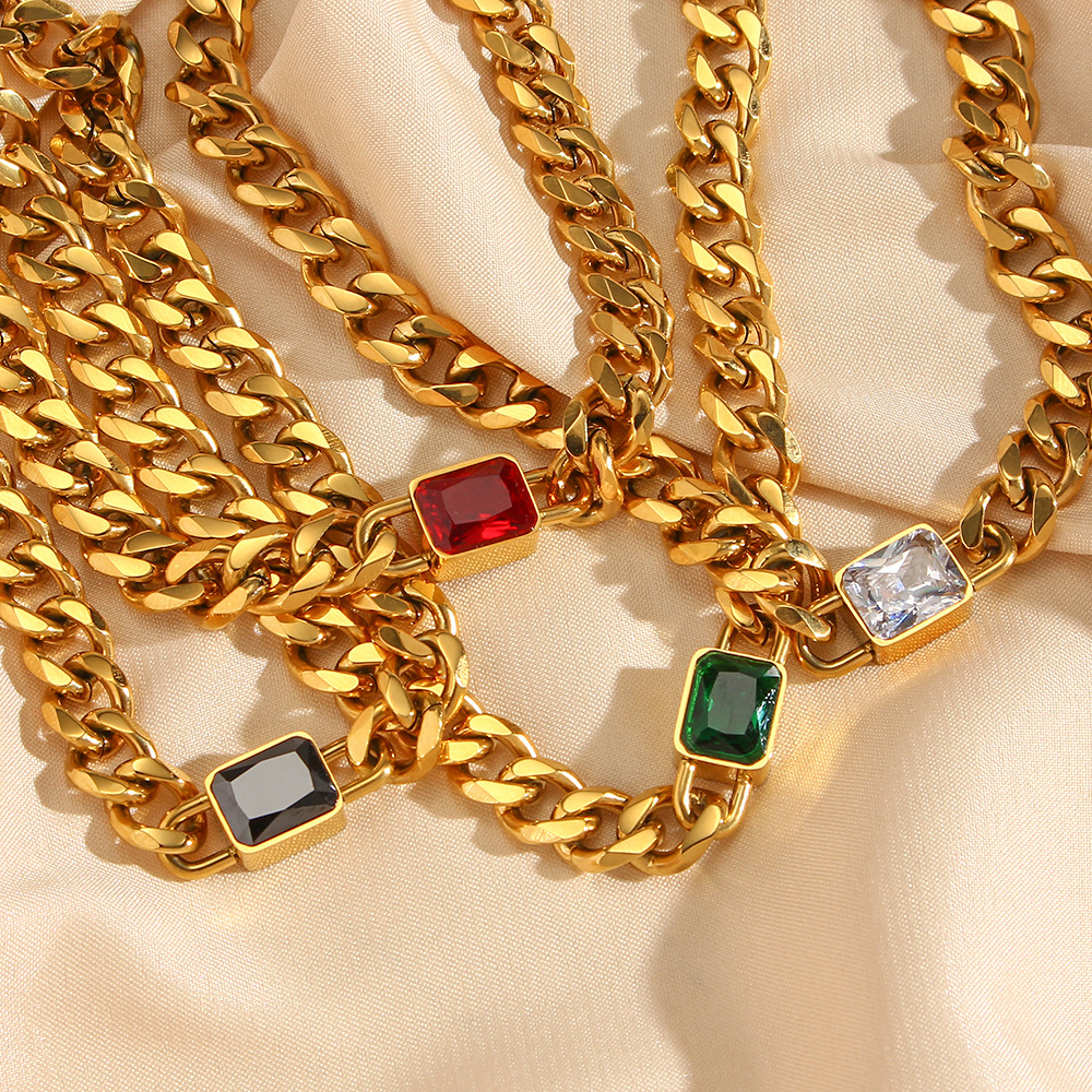 Fashion Geometric Stainless Steel Necklace Plating Zircon Stainless Steel Necklaces_colorza_4
