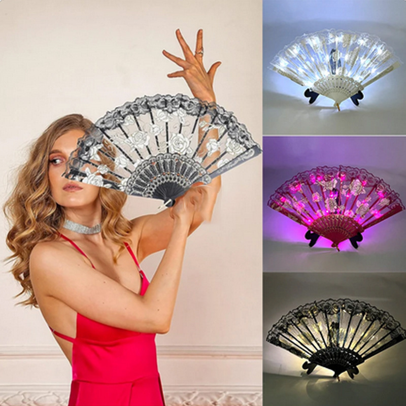 Square fitness Yangko LED ventilador de baile luminoso ventilador de doble cara para adultos y niños props de baile luminoso