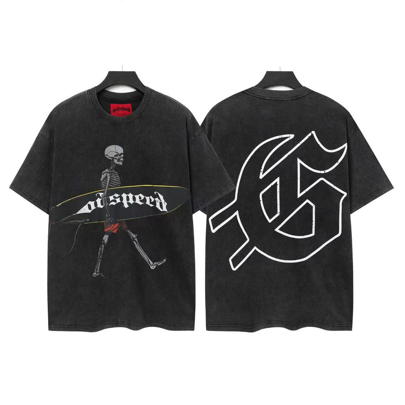25ss アメリカのトレンディなブランド GOD ロックバンド ヒップホップ レタープリント 半袖 高品質 コットン Tシャツ カップル同スタイル|undefined