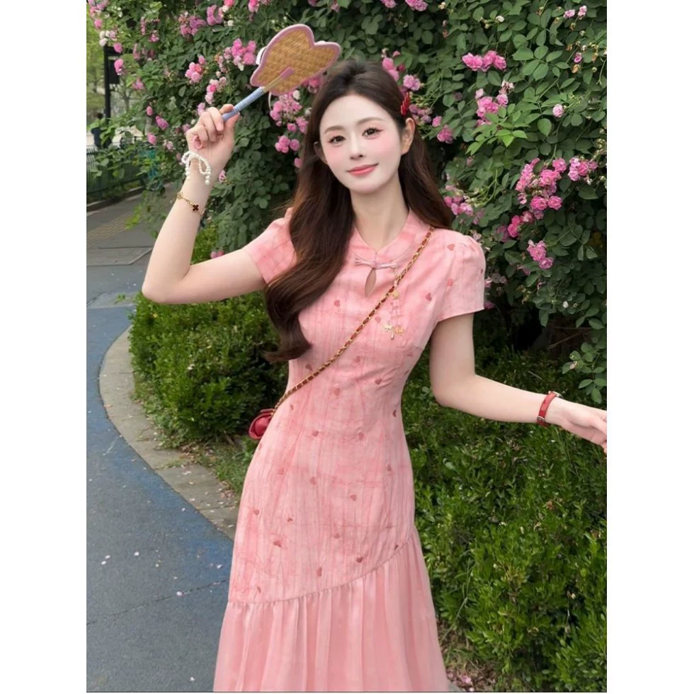 【Niao Niao Jiangnan】Новое летнее платье Cheongsam с градиентной вышивкой в ​​китайском стиле, новое летнее платье из двух частей.