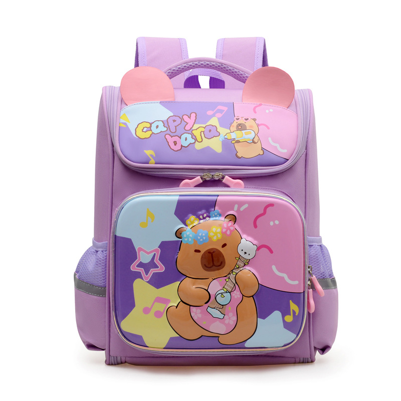 Kapibara mochila infantil de dibujos animados lindas mochila de niñas de grado uno, dos y tres niños mochila ligera