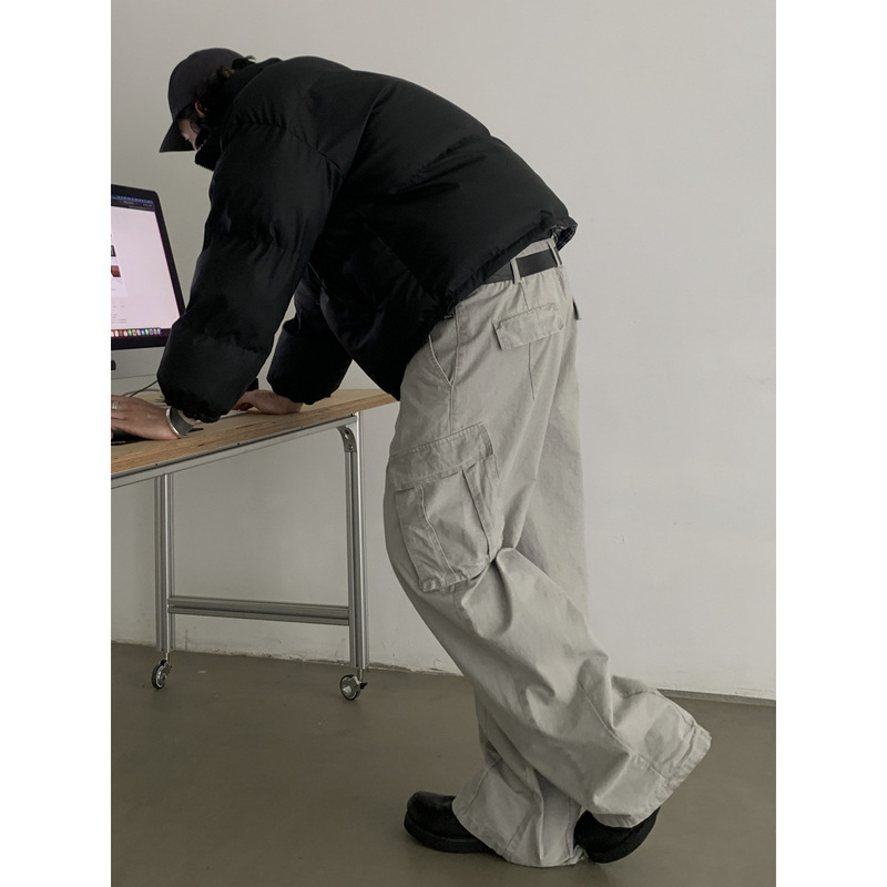 INKNOTS American Style Vintage Washed Old Profile Crowdline Pants Men and Women Loose Straight Casual Vintage Pants