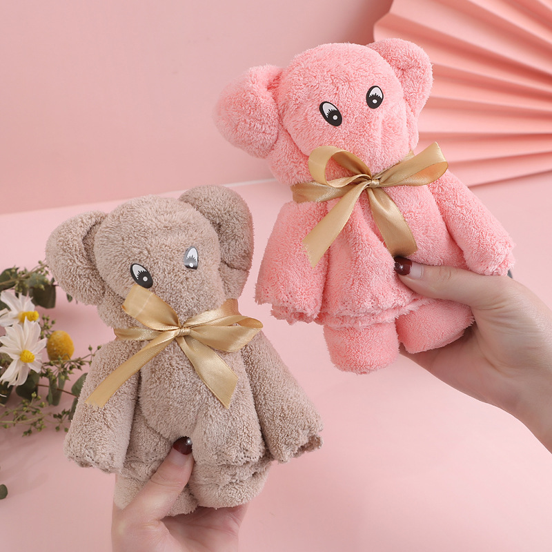 Coral velvet creative bear wedding gift towel, marriage gift, favor towel, corporate gift, face towel