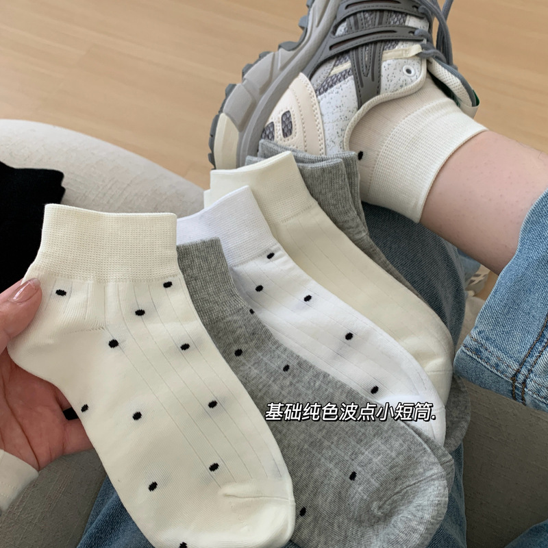 Solid Color Polo Dot Simple Socks Four Seasons Cotton Short Tube Boat Socks Basic Breathable Thin All-match Women's Socks Short Socks Solid Color Polo Dot Simple Socks Four Seasons Cotton Short Tube Boat Socks Basic Breathable Thin All-match Women's Socks Short Socks