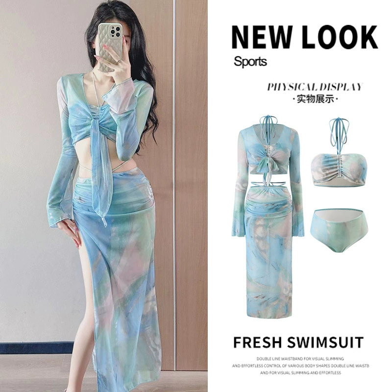 2025 новый стиль горячая девушка ветер четыре комплекта бикини Чистые желания спа-курорт секс пляжный купальник женский солнцезащитный крем