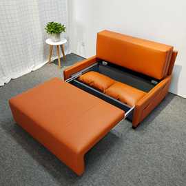 现代简约矮扶手设计双人沙发小户型卧室客厅可储物多功能沙发床