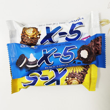 进口零食品三进x5花生夹心巧克力棒代可可脂香蕉味黑韩国进口36g
