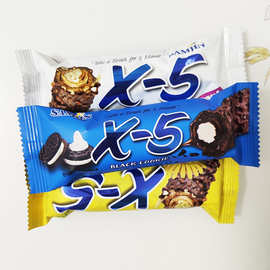 进口零食品三进x5花生夹心巧克力棒代可可脂香蕉味黑韩国进口36g