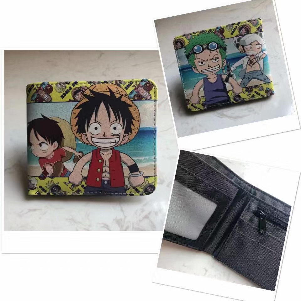 One Piece One Piece Cartera de dibujos animados japoneses Luffy Choba Solon plegable estudiantes PU cartera de cuero corta