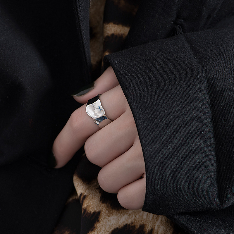 European and American fashion ring new irregular concave open ringpicture14