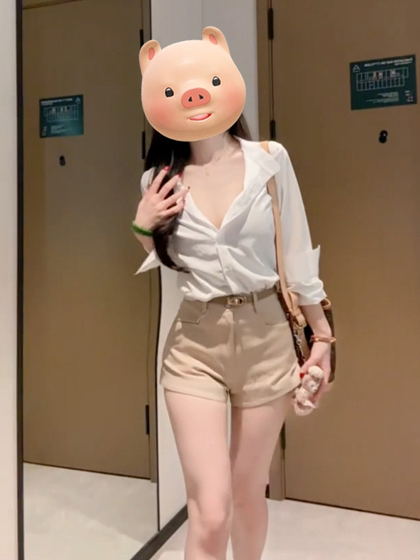白色V领长袖衬衫女纯欲风2025秋季新款显瘦防晒衬衣小众法式上衣|undefined
