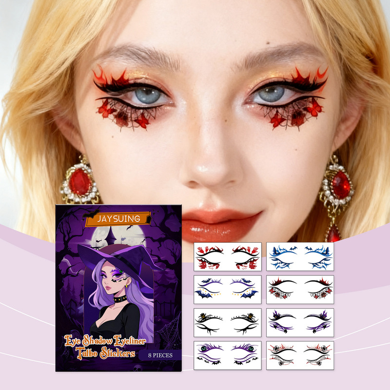 Jaysuing Halloween Eye Tattoo Stickers Eye Makeup Facial Decoration Holiday Party Temporary Tattoo Stickers