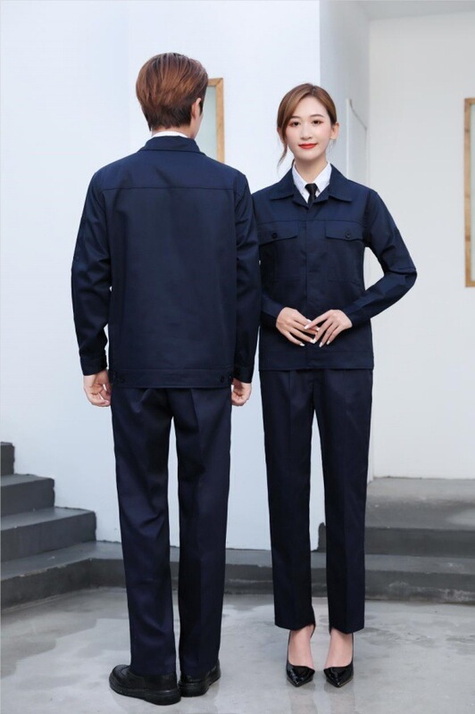 春秋长袖工作服男女纽扣款劳保服电焊服维修服厂服车间汽修工地服|undefined