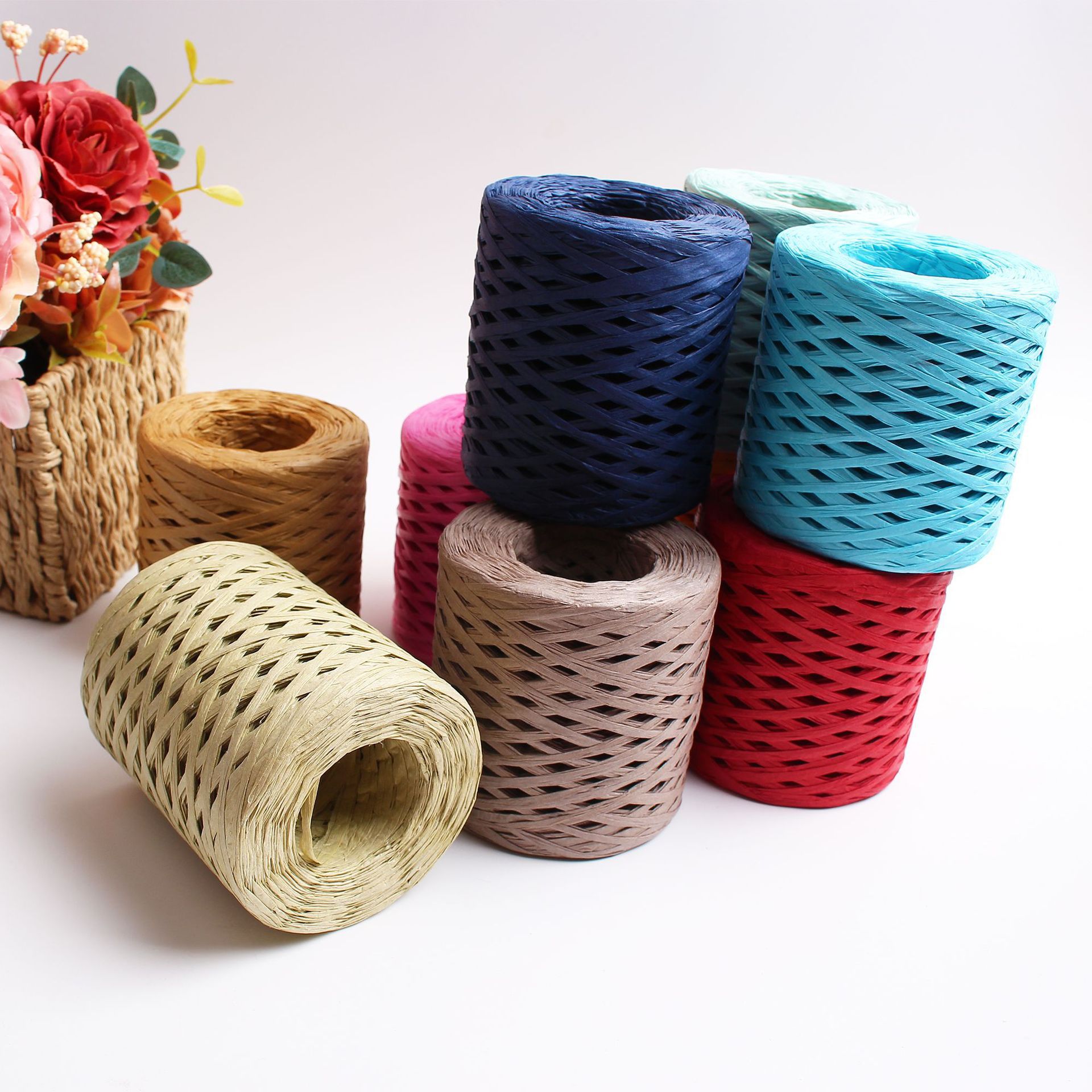 拉菲纸绳 创意diy编织礼品包装绳 编帽绳 礼品花束包装纸绳