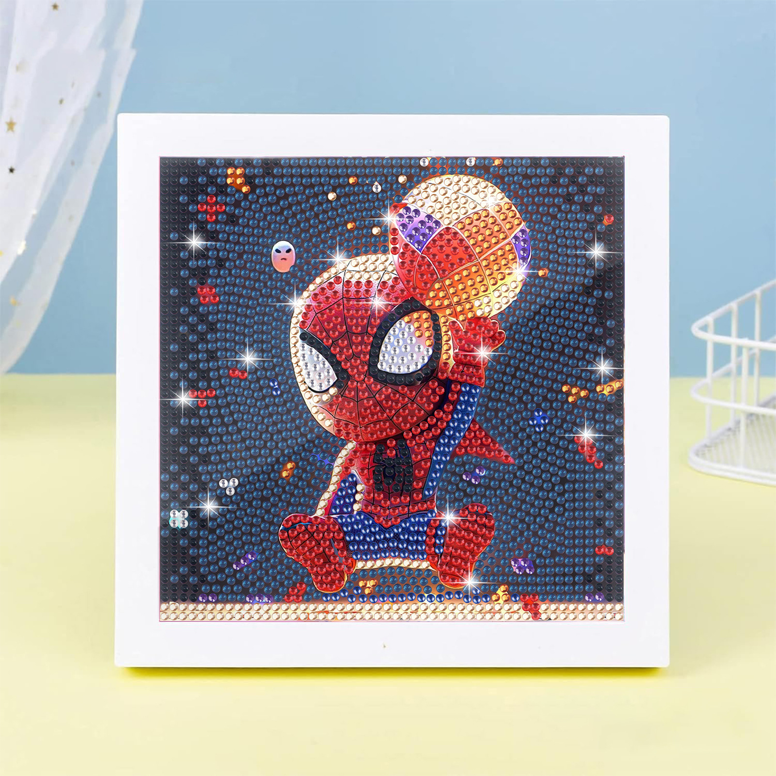 Marvel Spider-Man Diamond Painting con marco de dibujos animados Diamante diy Material de pegado hecho a mano para niños Juguete educativo Regalo