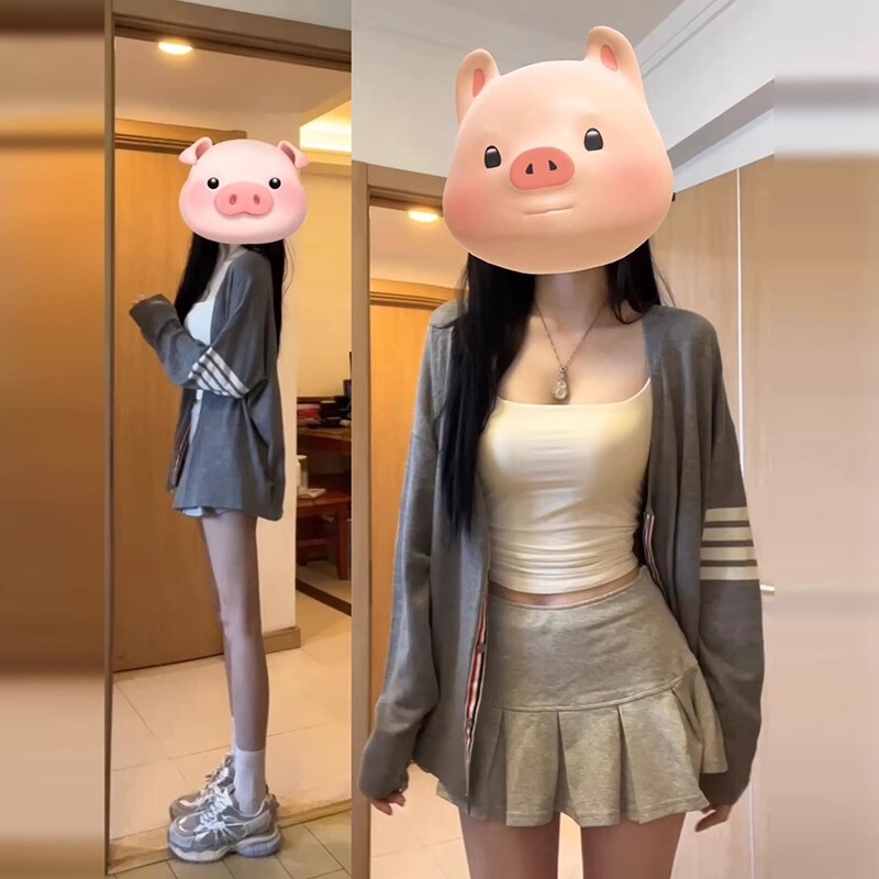 灰色复古针织开衫毛衣外套女开春季2025新款春秋宽松韩系chic上衣|undefined