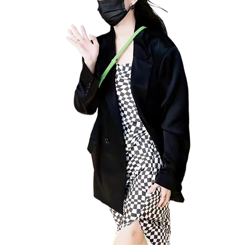 Elegant Commuting Black Loose-Fit Long-Sleeve Blazer With Back Slit, New Spring/Autumn Women's Fashionable Designer Top_voghion.com