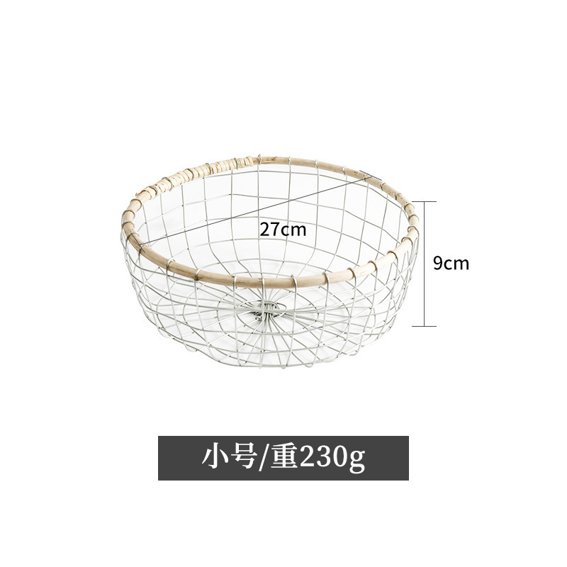 ins铁丝铁艺编织收纳篮零食杂物收纳筐水果面包储物篮手工手提篮|undefined