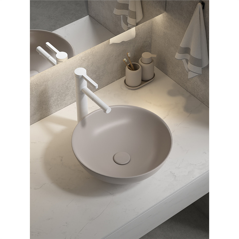 Viento moderno mate gris khaki cerámica mesa lavabo artístico lavabo único lavabo