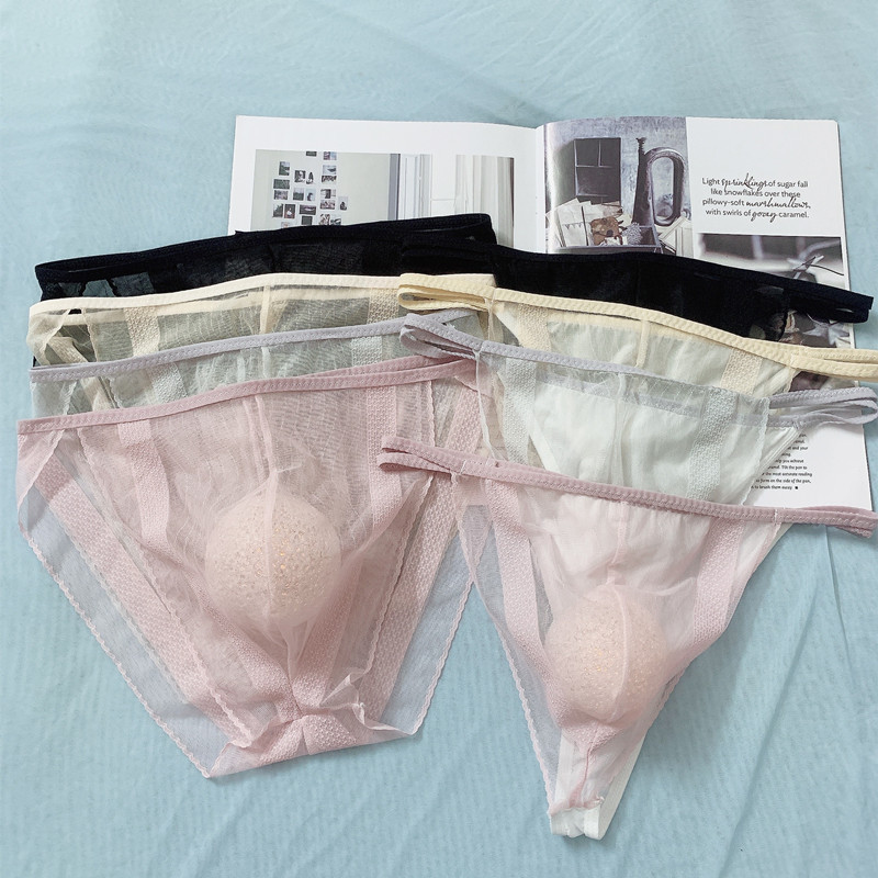 Thin comfortable soft sexy seductive men's bag thong transparent sexy nude seamless plus size briefs