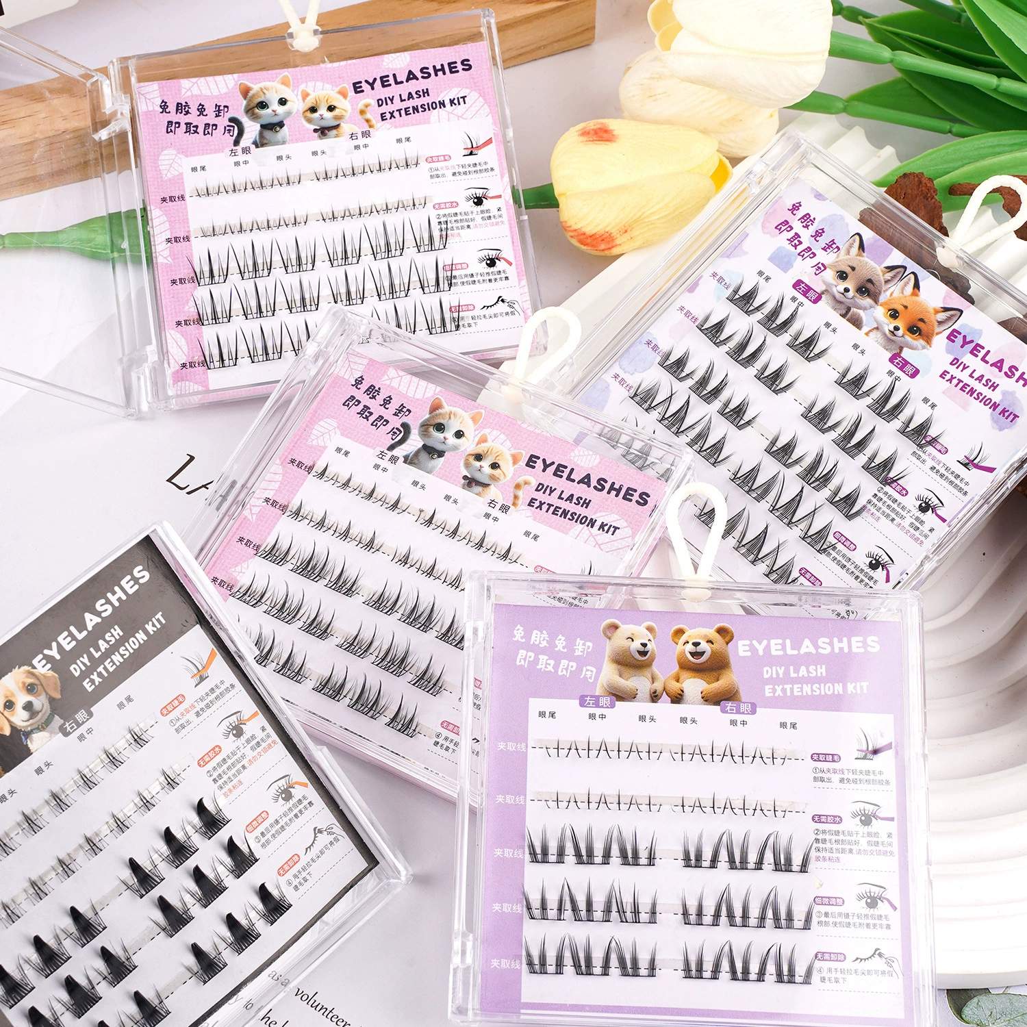 Self-adhesive dense false eyelashes, set