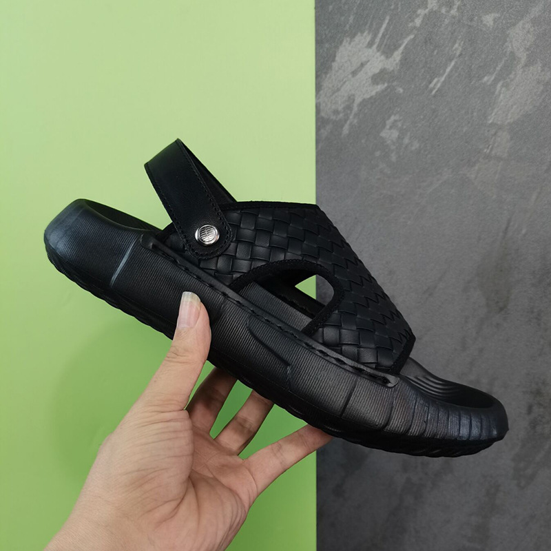 (2개) 2024 새로운 남성용 샌들 고무 폼 경량 두꺼운 단독 투웨어 꼰 스티치 비 슬립 비치 신발